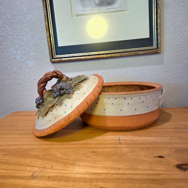 French Country Mid 20th Century Sandra Schmitt McKenzie River Pottery Stoneware Teapot & Lidded Casserole Set, Rustic Studio Art Pottery For Sale - Image 3 of 17