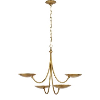 Thomas O'Brien for Visual Comfort Signature Keira Medium Chandelier in Hand-Rubbed Antique Brass For Sale