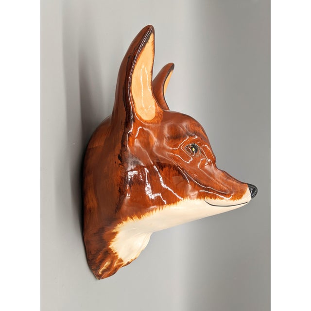 Vintage English Pottery Fox Head Twine and Scissor Holder