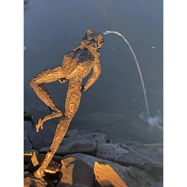 Large Bronze Leaping Frog Fountain Sculpture For Sale - Image 3 of 5