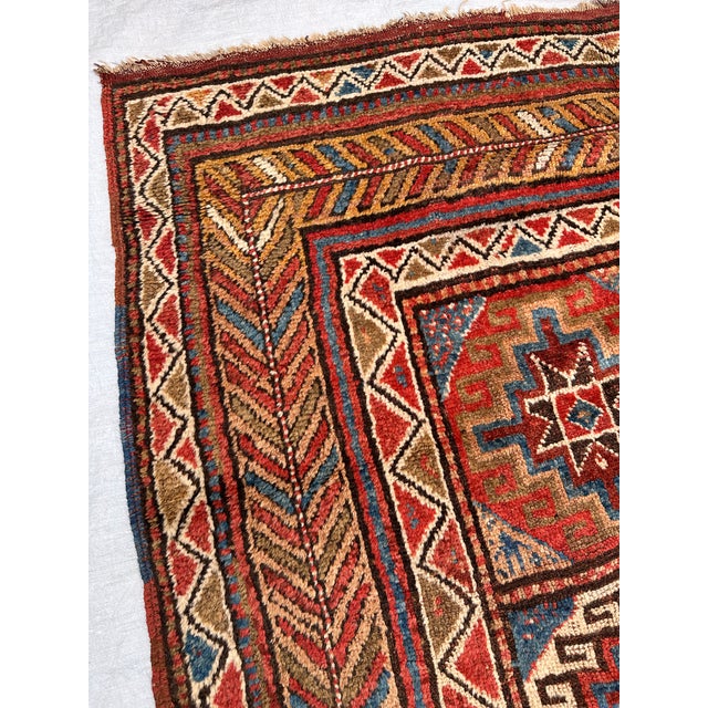 Textile Antique Khamseh Qashqai Hand-Knotted Wool Rug - 10'9" X 5'4" For Sale - Image 7 of 12