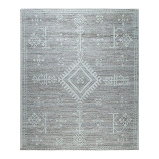 8x10 Gray Hand-Knotted Wool Diamond Totem Classic Traditional Modern Carpet Rug For Sale