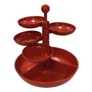 Space Age Rotating Snack Server in Red Abs Plastic, Emsa, 1970s For Sale