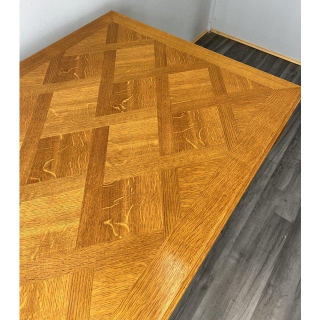 Wood Vintage French Louis XVI Style Carved Oak Extendable Dining Table For Sale - Image 7 of 13