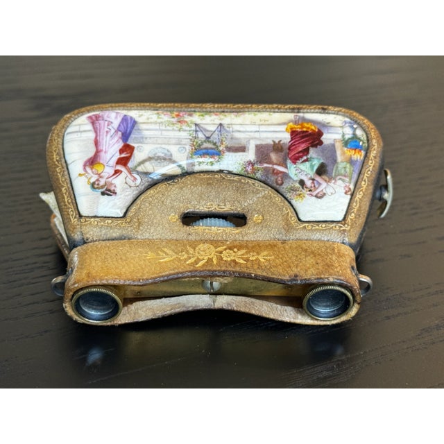 Animal Skin Pair of Folding Opera Glasses Tooled Leather in Purse Form For Sale - Image 7 of 7