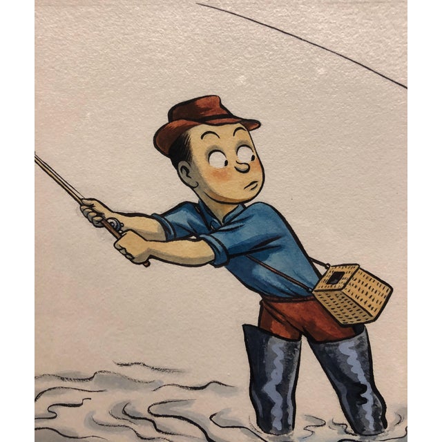 1930s William Steig (b.1907), Whimsical Fishing Illustration Cartoon 1938 Mt Tremblant Ski Lodge William Steig, 1938 For Sale - Image 5 of 7