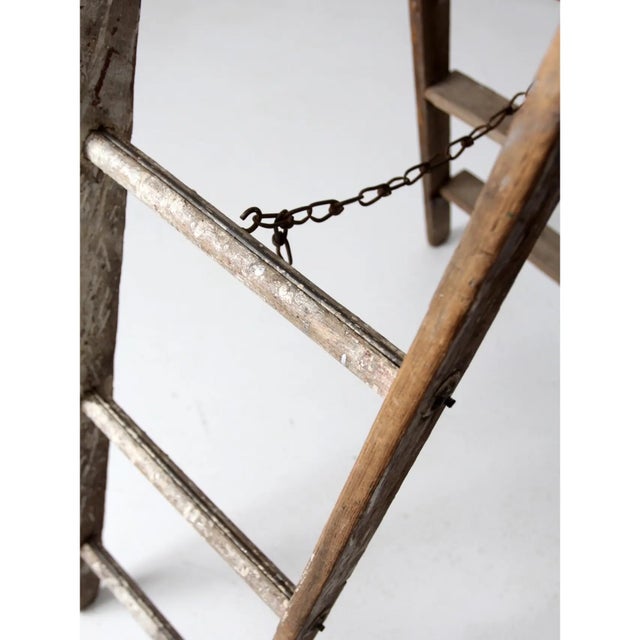 Antique Wooden Folding Ladder For Sale - Image 10 of 15
