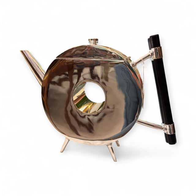 Black Antique Silver Circular Teapot by Christopher Dresser, 1890s For Sale - Image 8 of 8