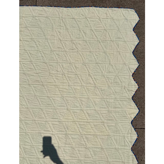 Quality Hand Stitched Cotton Triangle Feedsack Quilt From Ohio Estate For Sale - Image 16 of 18