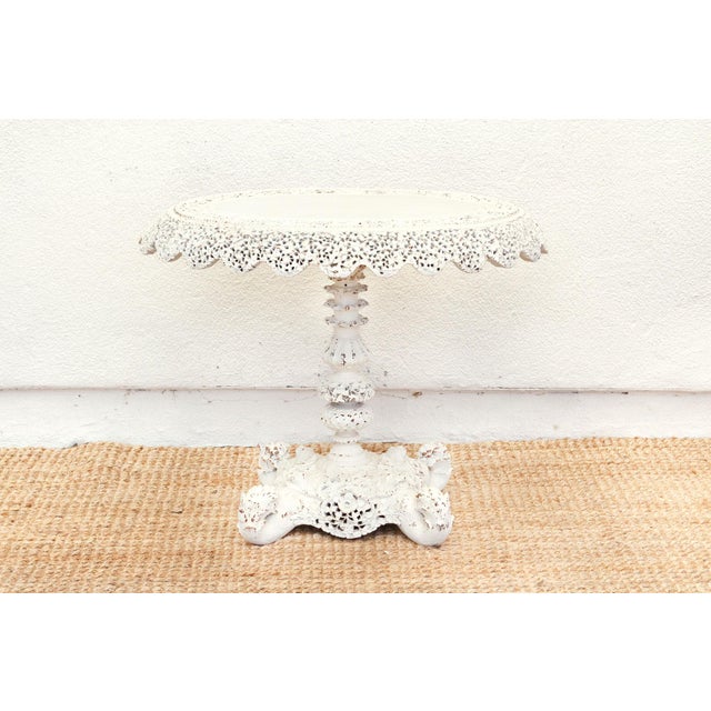 White Antique Pierced Anglo-Indian Oval Side Table For Sale - Image 8 of 11