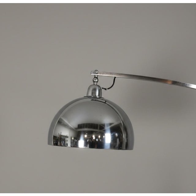 Mid-Century Modern Italian Steel Chromed Adjustable Arc Floor Lamp, 1970s For Sale - Image 3 of 9