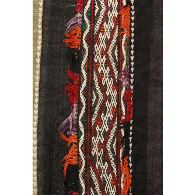 Textile 1950s Vintage Moroccan Authentic Tribal Kilim Rug North Africa For Sale - Image 7 of 10