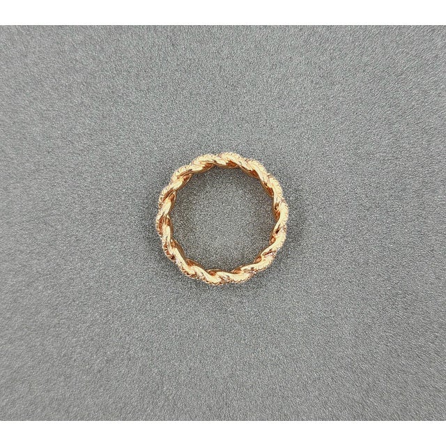 White 1.24 Ct Rose Gold Chain Link Diamond Band Size 6.5 For Sale - Image 8 of 8