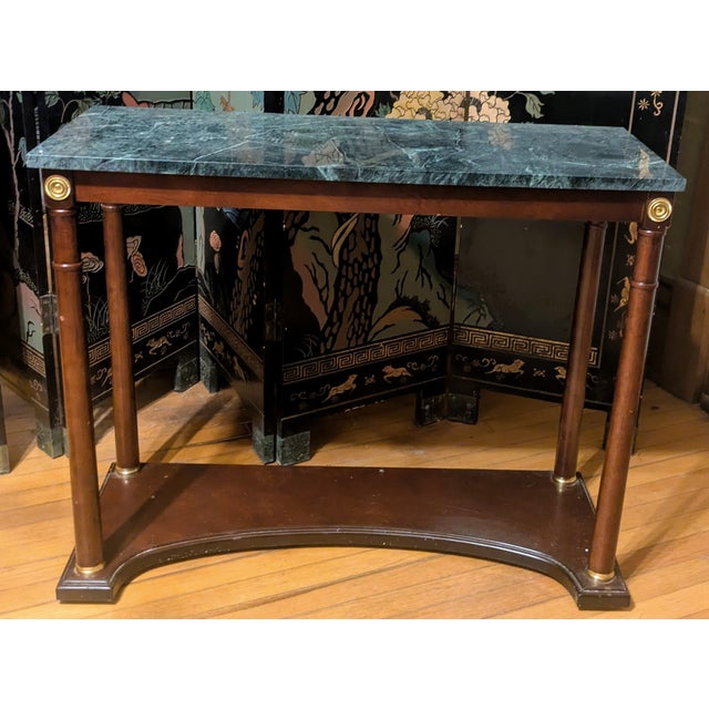 This is a complete 4‑piece Bombay Company table set featuring a mahogany console with genuine green marble top and three...