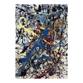 Contemporary Abstract Art Rug Inspired by Jackson Pollock "Number 16," Hand-Knotted Silk & Wool For Sale