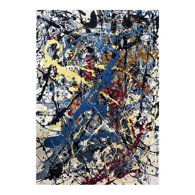 Contemporary Abstract Art Rug Inspired by Jackson Pollock "Number 16," Hand-Knotted Silk & Wool For Sale