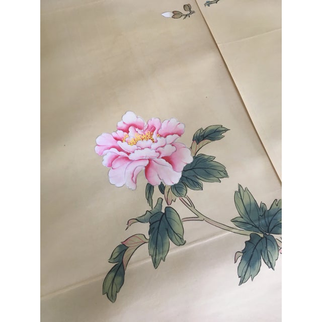 Rare Vintage Chinese Export Hand-Painted Wallpaper Six Panels Birds and Flowers Rare Vintage Find Stunning Chinese Hand...