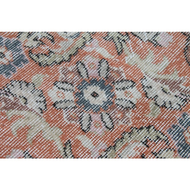 Textile Burnt Orange Vintage Hand Knotted Turkish Area Rug - 74" X 120" For Sale - Image 7 of 11