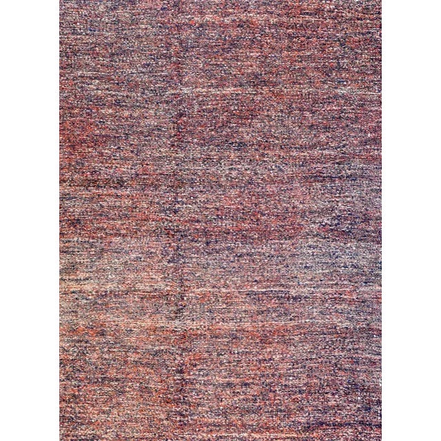A fantastic vintage Persian Gabbeh Kilim rug woven in crimson and indigo wool with a simple whipstitched edge trim.