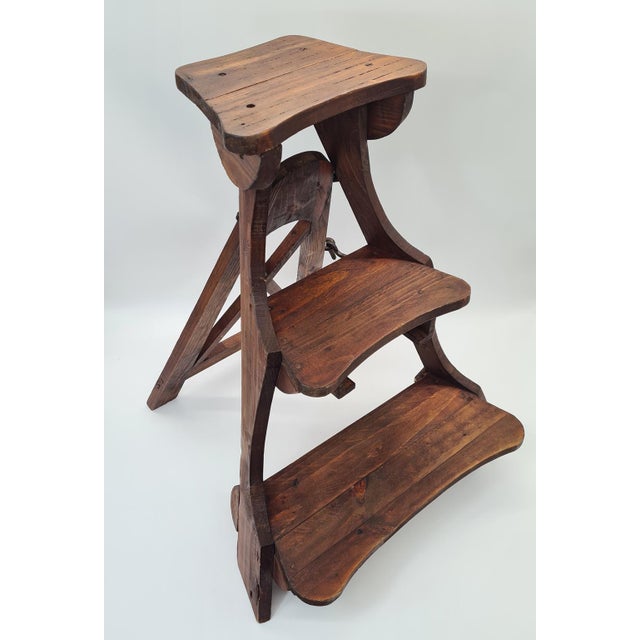 Brown Mid-Century Folding Library Steps, Western Europe, 1960s For Sale - Image 8 of 9