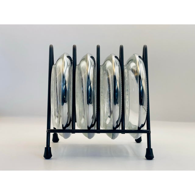 Vintage Silverplate & Glass Coasters- Set of Four For Sale In Jacksonville, FL - Image 6 of 12