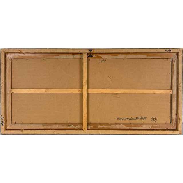 Red Abstract Geometric Composition in White, Red and Blue Original Acrylic on Board by Robert William Hinds For Sale - Image 8 of 8