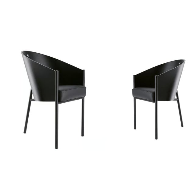 Philippe Starck Vintage Costes Black Leather Seat Arm Chair ~ Club Chair by Philippe Starck For Sale - Image 4 of 13