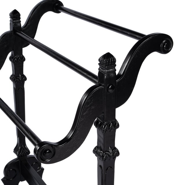 Newhouse 29.25 in. W Rectangular Wood 3 Rail Traditional Blanket Stand, Black Licorice For Sale In Chicago - Image 6 of 7