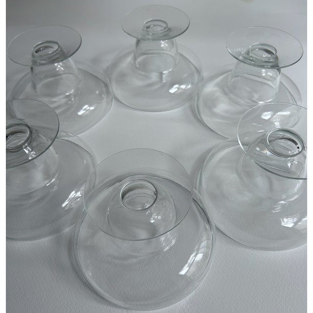 Mid 20th Century Wide Clear Glass Pedestal Dishes - Set of 6 For Sale - Image 12 of 13