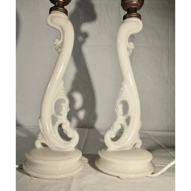 Off-white Art Deco Glass Desk Lamps 1938 - A Pair of 2 For Sale - Image 8 of 8