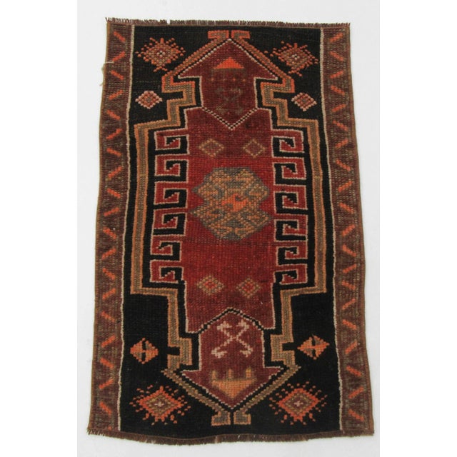 Vintage Turkish Mini Rug For Sale - Image 4 of 4
