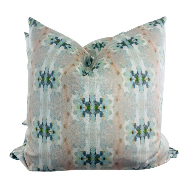 "Miss Ella" in Teal 22" Pillows-A Pair For Sale