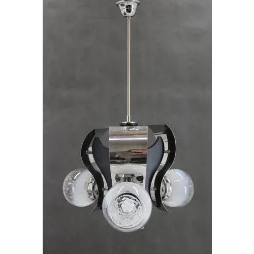 Vintage Italian Chrome Plated Chandelier, 1970s For Sale - Image 4 of 13