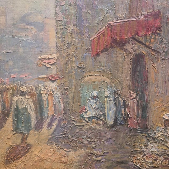 This extraordinary original oil on canvas is a signed work by the renowned Catalan painter Francisco Guinart Candelich...