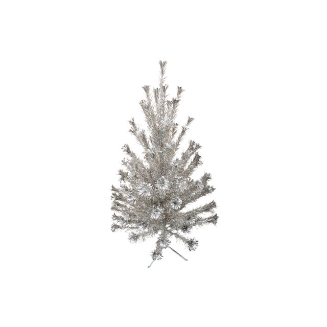 Wood 6 Foot Vintage Aluminum Christmas Tree by Silverline For Sale - Image 7 of 15