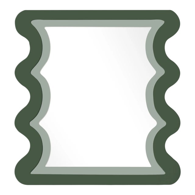 Fleur Home x Chairish Carnival Mystic Rectangle Mirror in Duck Green, 24x36 For Sale