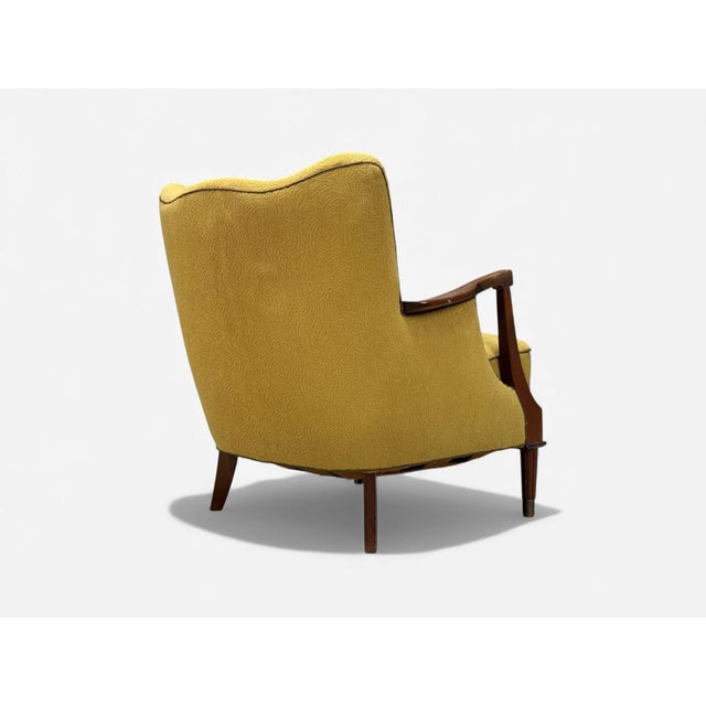 Danish Modern, Lounge Chair, Fabric, Stained Wood, Denmark, 1940s For Sale - Image 11 of 14