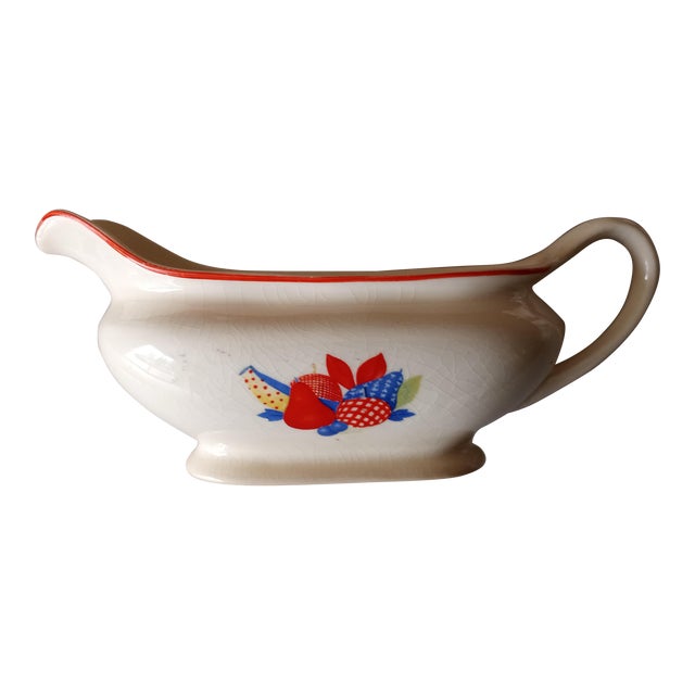 1940s Universal Cambridge Calico Fruit Gravy Boat For Sale