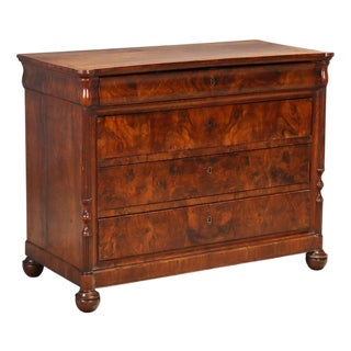 Louis Philippe Chest of Drawers in Walnut and Walnut Burl For Sale