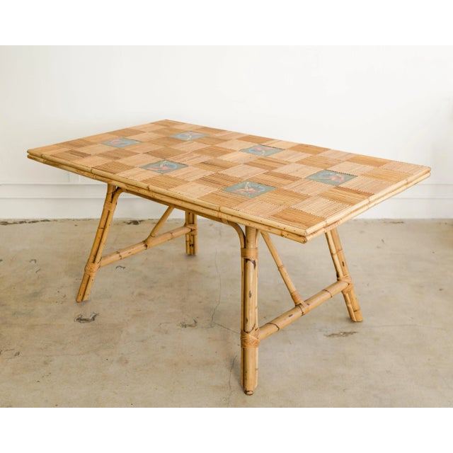 1950s Audoux Minet + Roger Capron Bamboo + Tile Dining Table