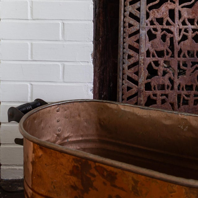 Copper Antique Copper Boiler or Washtub for Planter Beverage Cooler or Firewood Holder For Sale - Image 8 of 17