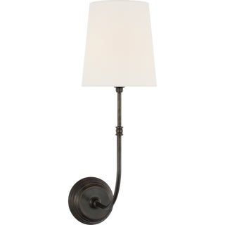Suzanne Kasler for Visual Comfort Signature Wyatt 20" Sconce in Bronze with Linen Shade For Sale