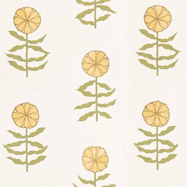 Schumacher x Marian Mcevoy Pretty Petals Wallpaper In Soft Yellow For Sale