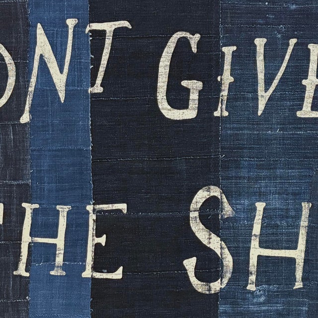 Large Patchwork Indigo Flag, Don't Give Up the Ship, Unique For Sale - Image 4 of 4
