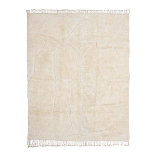 Asymmetric Cross Tone-on-Tone Hand-Knotted Wool Rug | 12'11" X 10'0" | One of a Kind For Sale