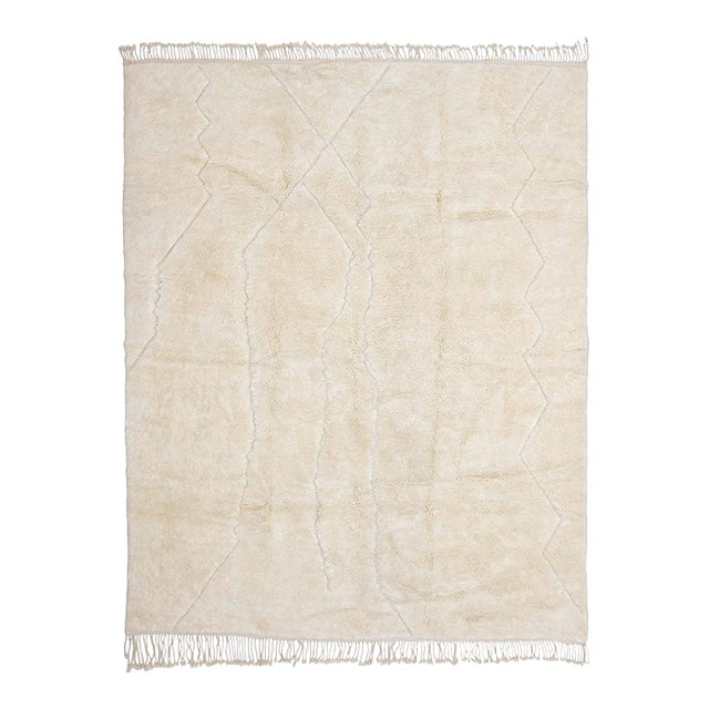 Asymmetric Cross Tone-on-Tone Hand-Knotted Wool Rug | 12'11" X 10'0" | One of a Kind For Sale