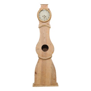 Swedish 1830's Mora Clock, Scraped Finish For Sale
