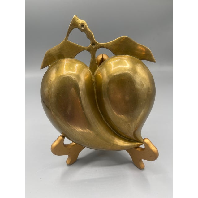Hollywood Regency Vintage Solid Brass Double Leaf Divided Serving Dish Tray For Sale - Image 3 of 6
