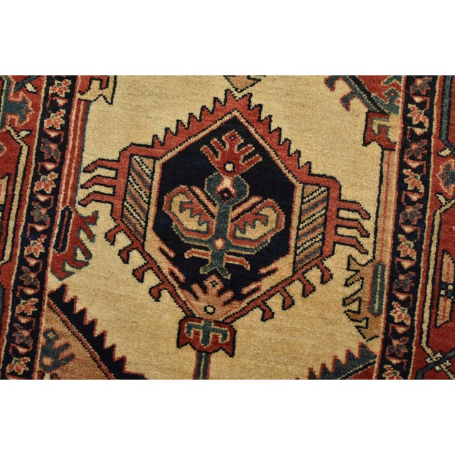 Fine Heriz Runner 3’2” X 10’7” Beige Wool Vintage Hand-Knotted Oriental Rug For Sale - Image 4 of 14