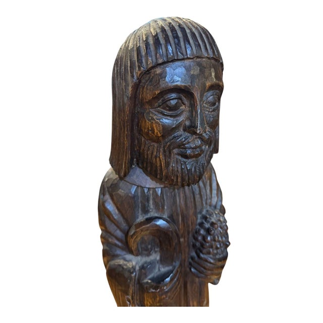 19th Century 19th Century Hand Carved Antique Saint For Sale - Image 5 of 7